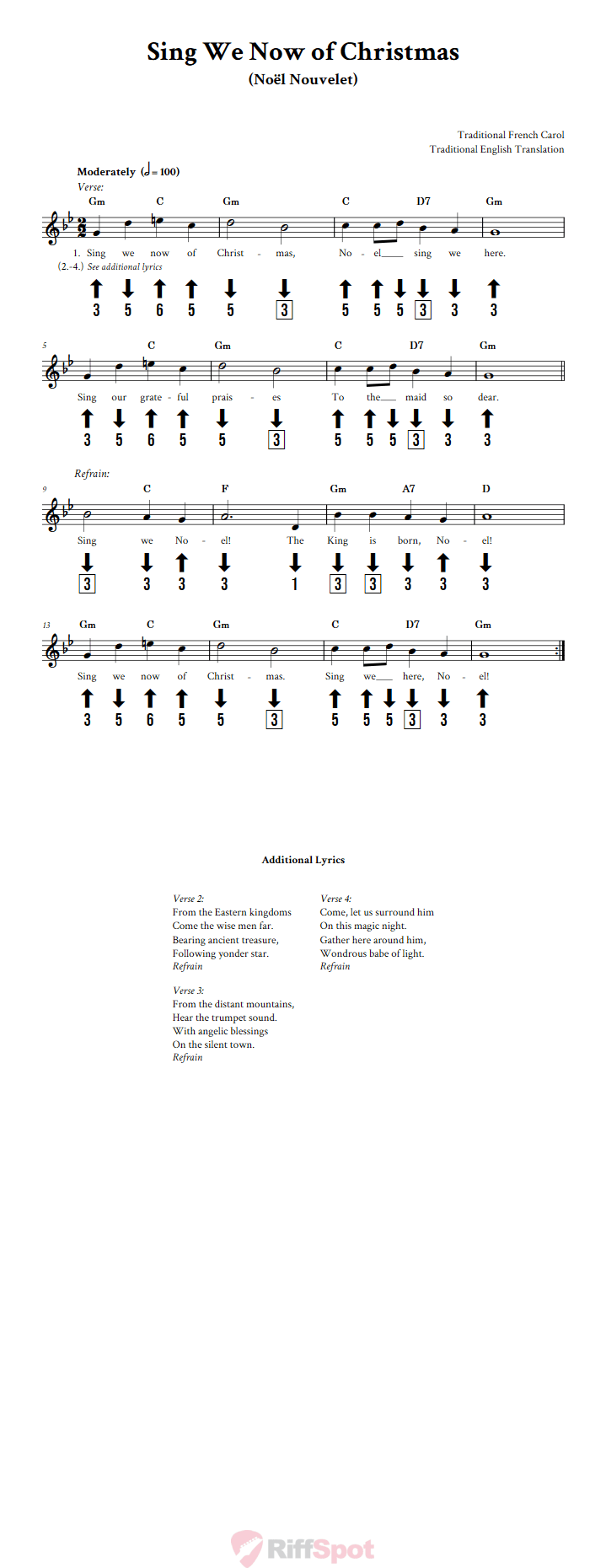 Sing We Now of Christmas Chromatic Harmonica Tab