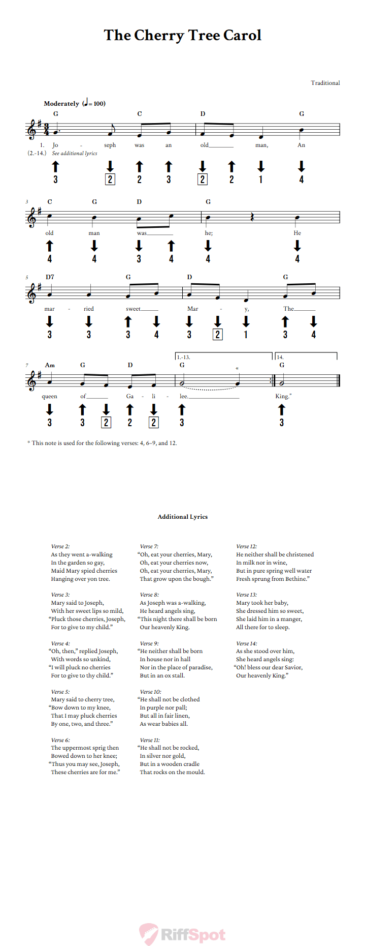 The Cherry Tree Carol Chromatic Harmonica Tab