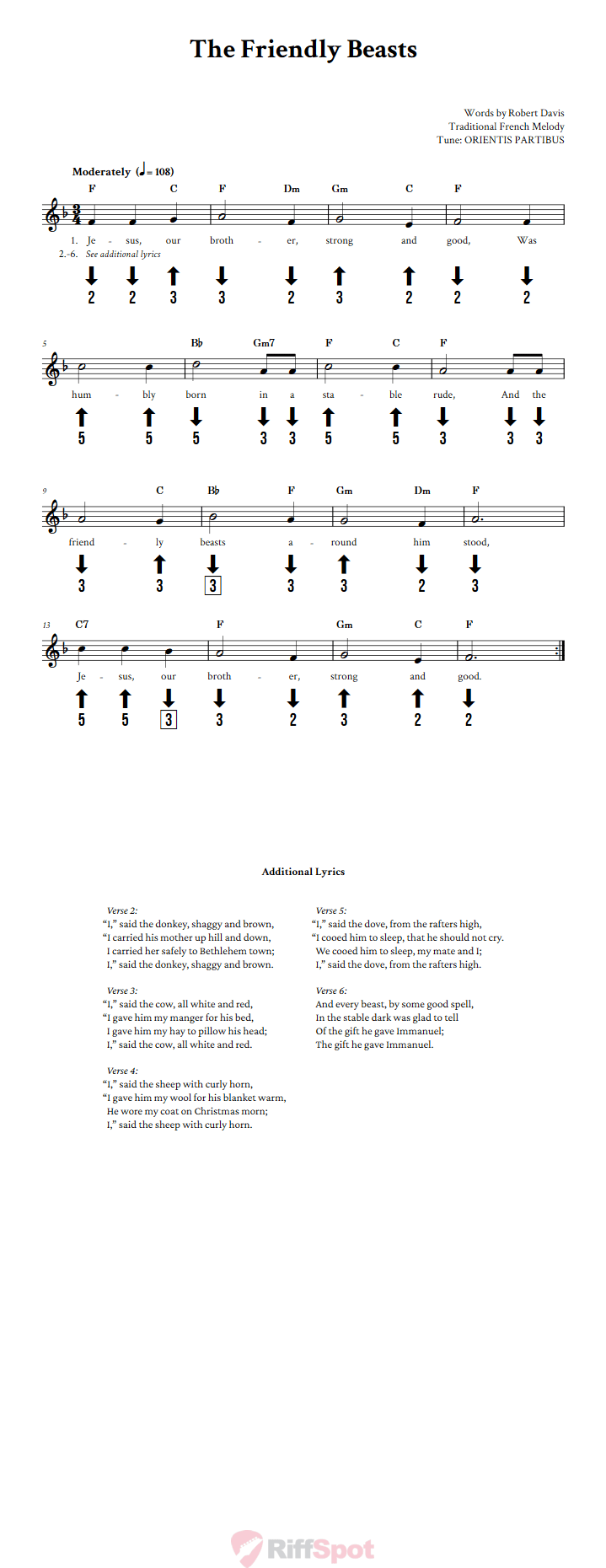 The Friendly Beasts Chromatic Harmonica Tab
