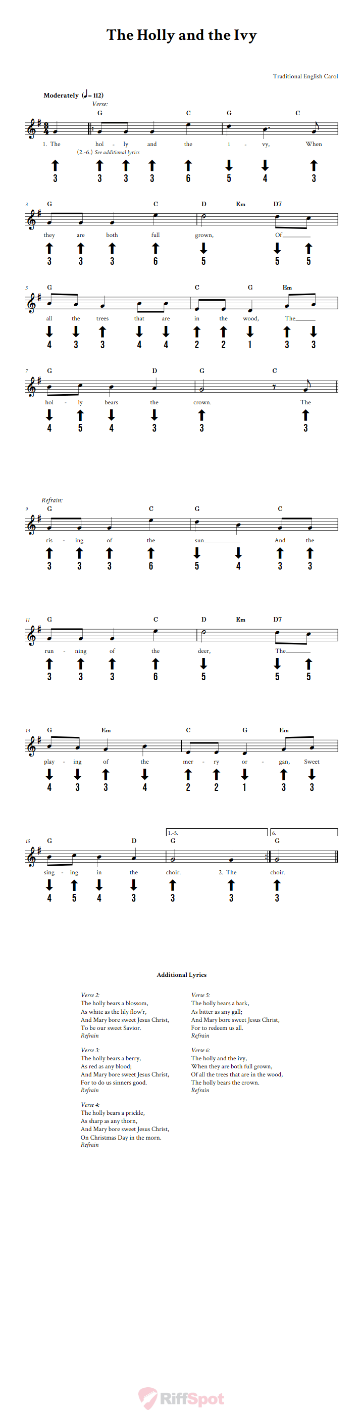 The Holly and the Ivy Chromatic Harmonica Tab