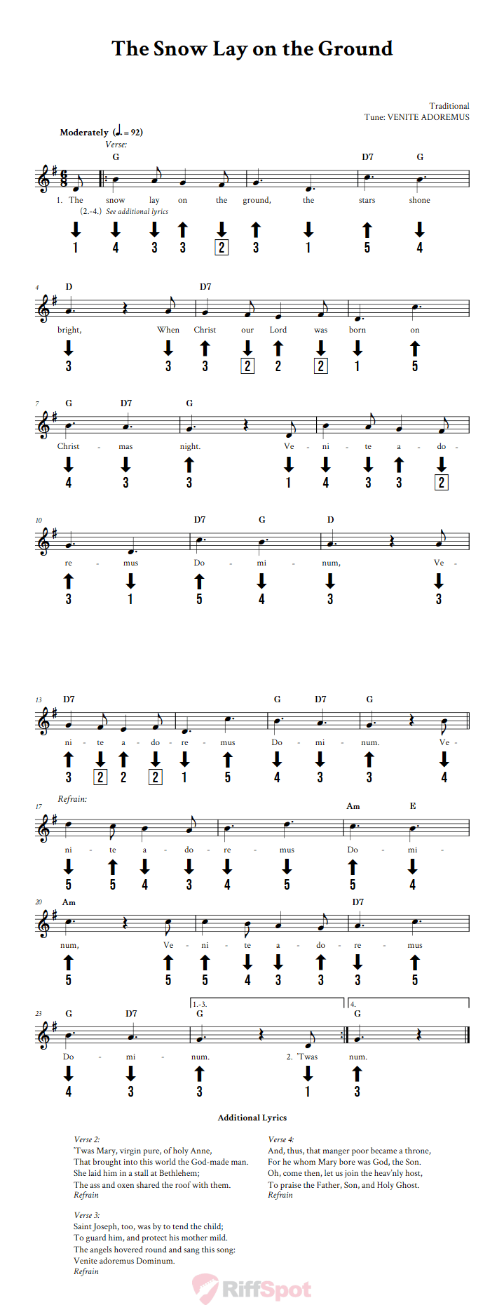 The Snow Lay on the Ground Chromatic Harmonica Tab
