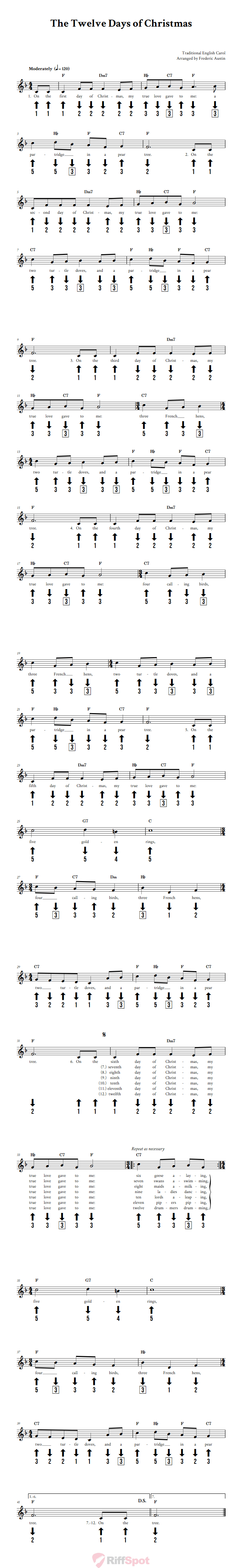 The Twelve Days of Christmas Chromatic Harmonica Tab