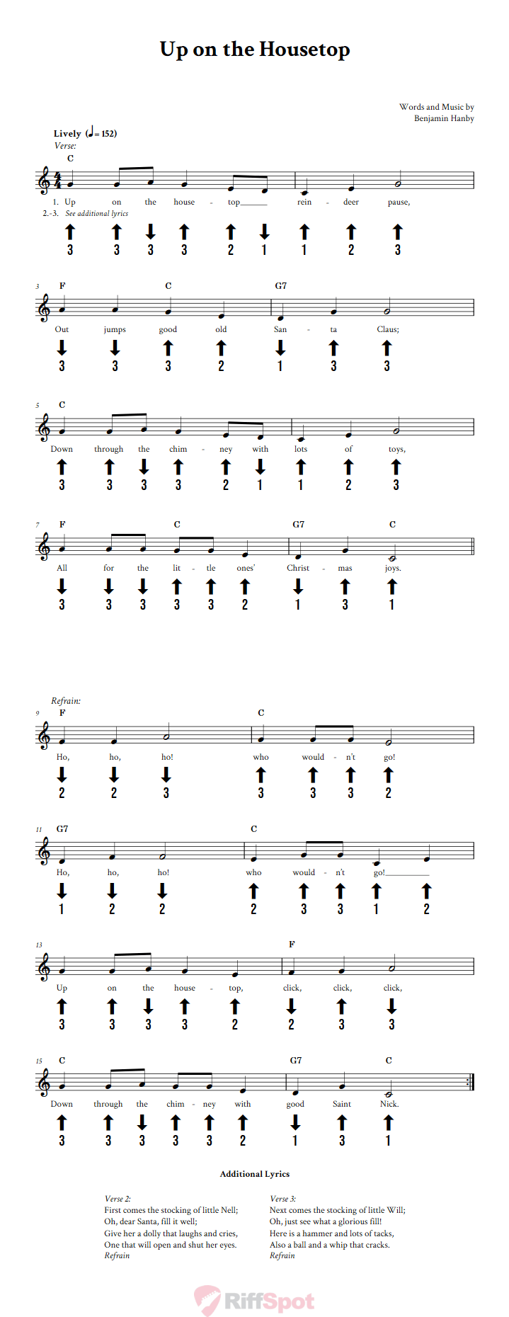 Up on the Housetop Chromatic Harmonica Tab