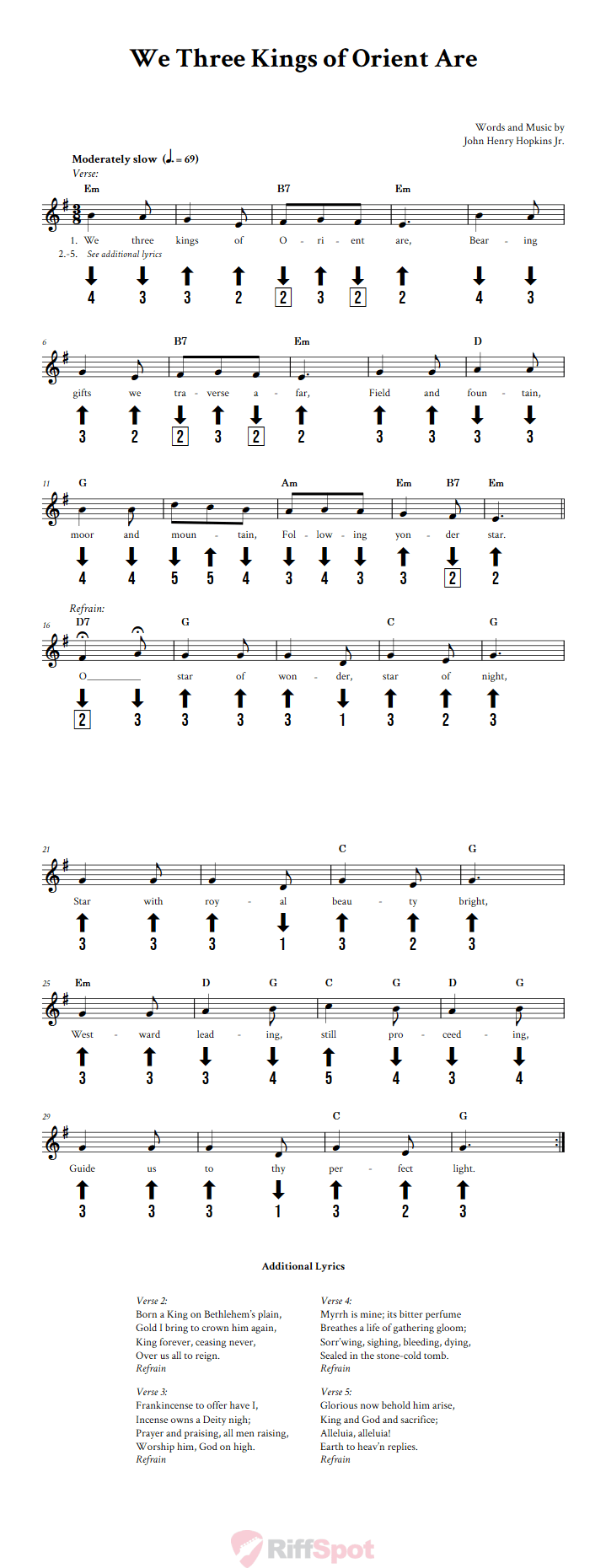 We Three Kings of Orient Are Chromatic Harmonica Tab