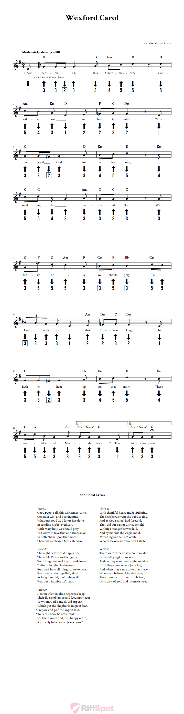 Wexford Carol Chromatic Harmonica Tab