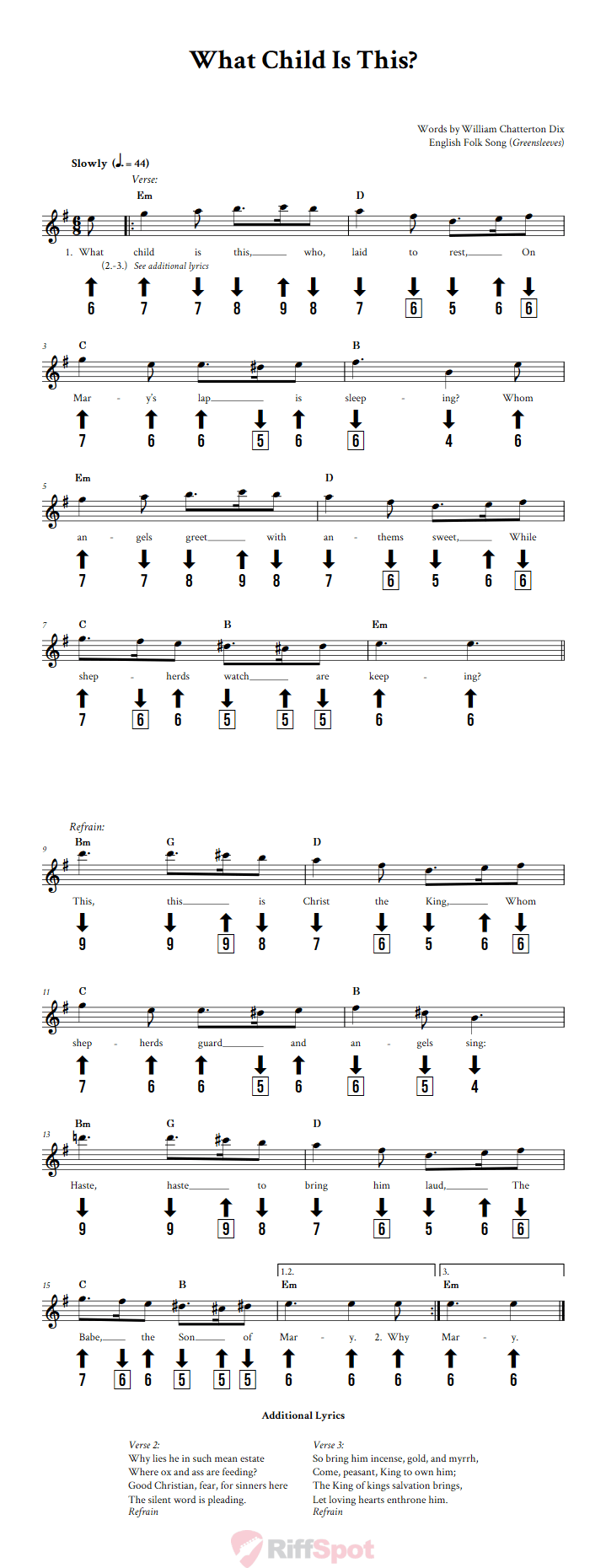 What Child Is This? Chromatic Harmonica Tab