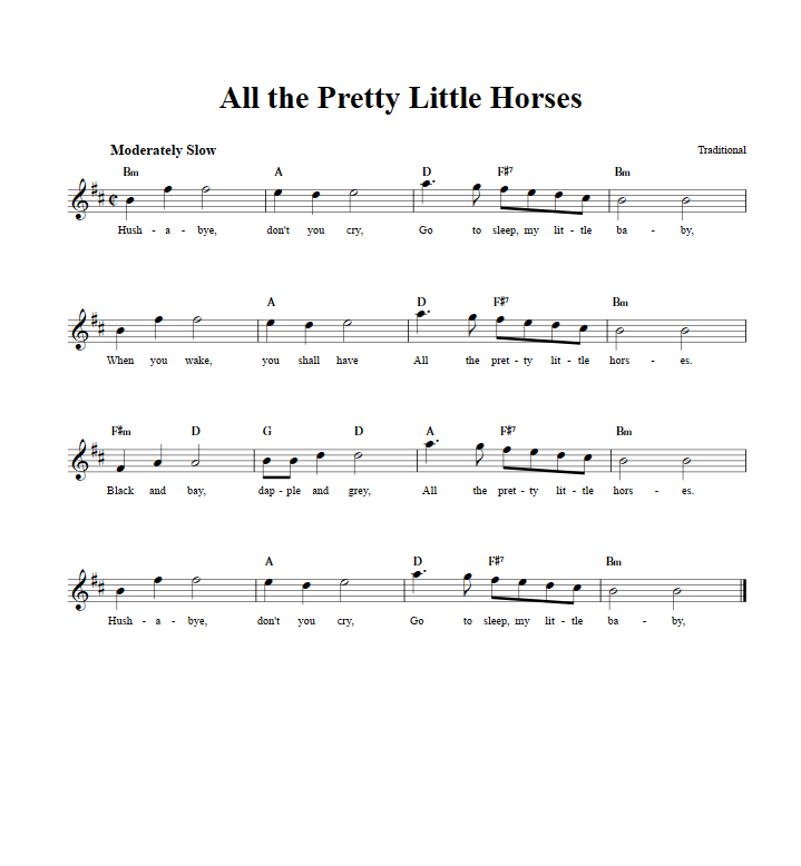 All the Pretty Little Horses Treble Clef Sheet Music for E-Flat Instruments