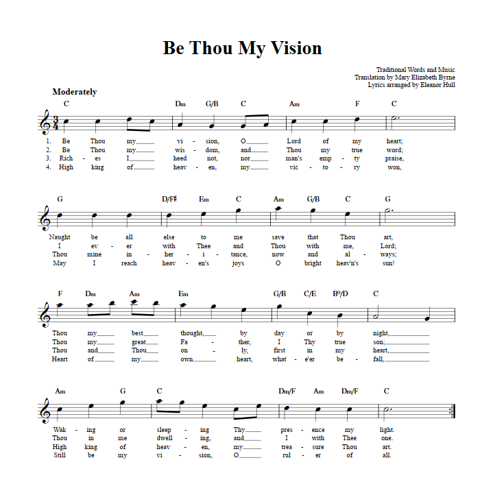 Be Thou My Vision Treble Clef Sheet Music for E-Flat Instruments
