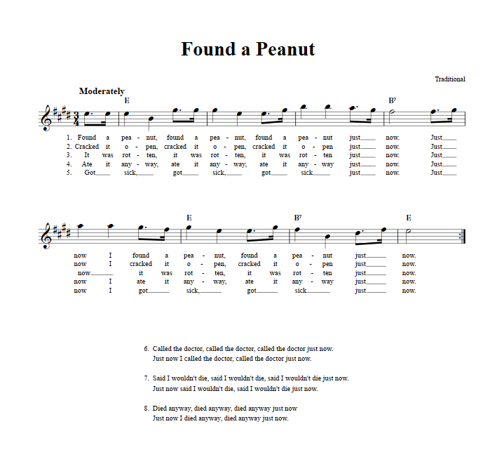 Found a Peanut Treble Clef Sheet Music for E-Flat Instruments
