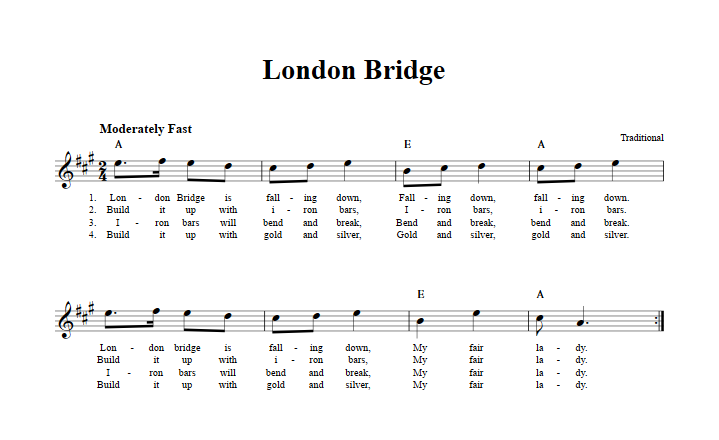 London Bridge Treble Clef Sheet Music for E-Flat Instruments
