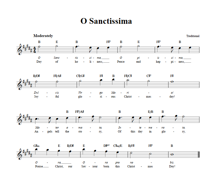 O Sanctissima Treble Clef Sheet Music for E-Flat Instruments