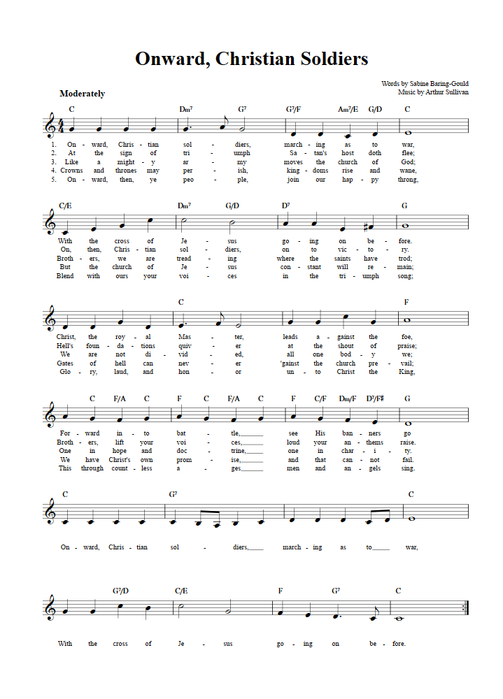Onward, Christian Soldiers Treble Clef Sheet Music for E-Flat Instruments