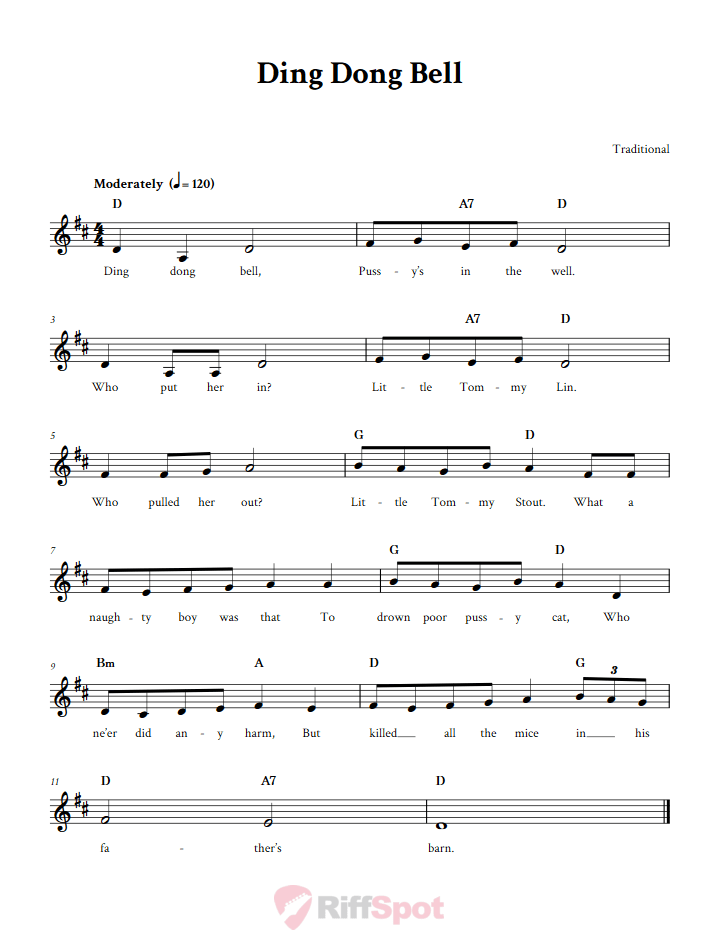 Ding Dong Bell Sheet Music for Horn and Other E-flat Instruments