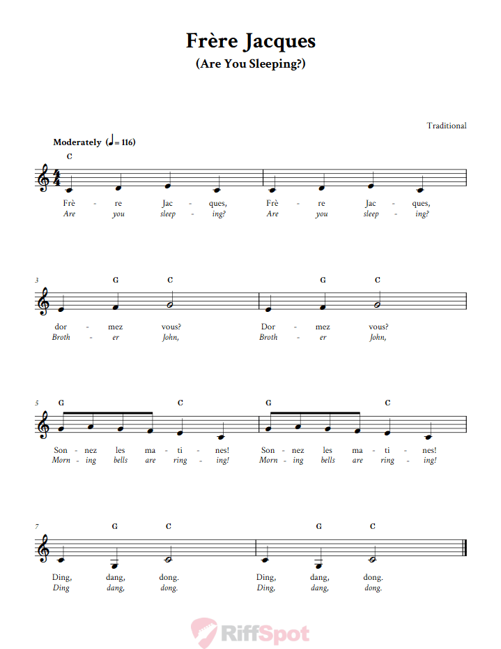 Frère Jacques Sheet Music for Horn and Other E-flat Instruments