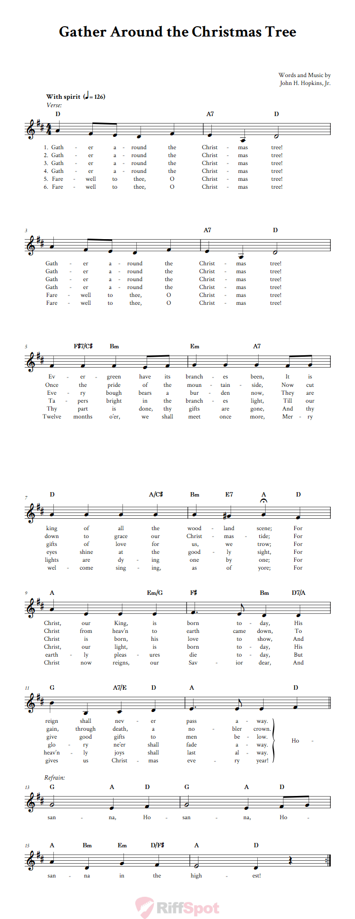 Gather Around the Christmas Tree Treble Clef Sheet Music for F Instruments