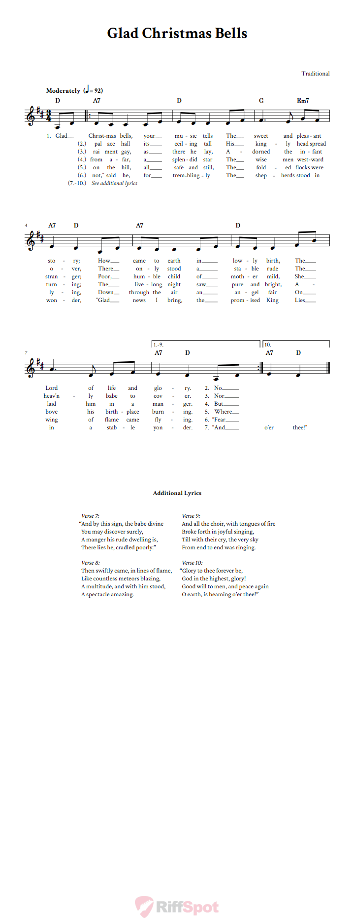 Glad Christmas Bells Treble Clef Sheet Music for F Instruments