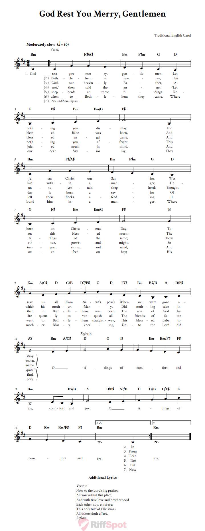 God Rest You Merry, Gentlemen Treble Clef Sheet Music for F Instruments