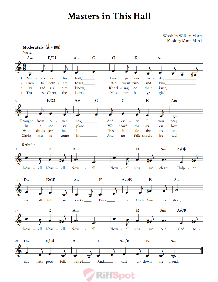 Masters in This Hall Treble Clef Sheet Music for F Instruments