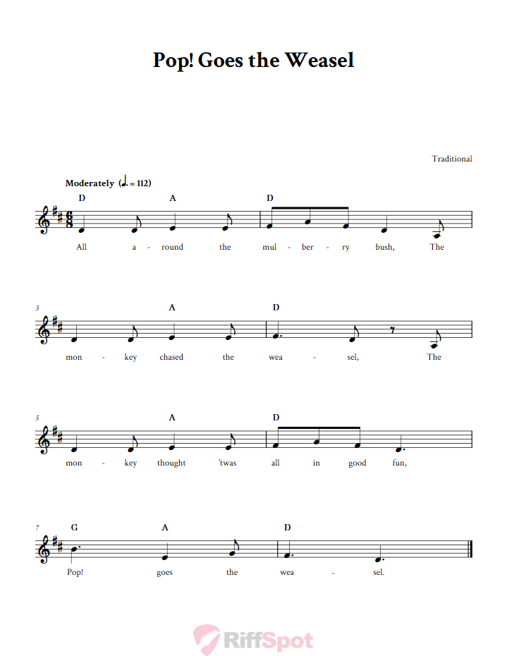 Pop! Goes the Weasel Sheet Music for Horn and Other E-flat Instruments