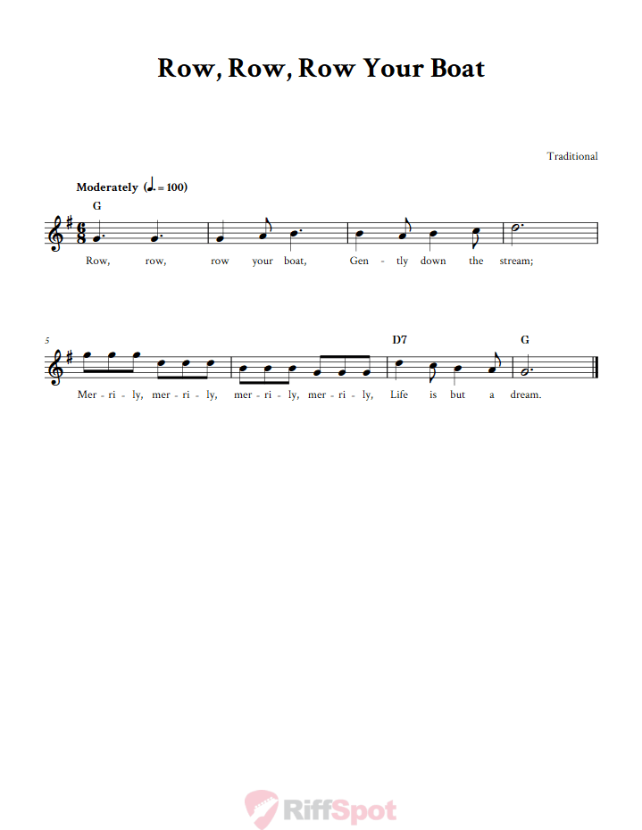 Row, Row, Row Your Boat Sheet Music for Horn and Other E-flat Instruments