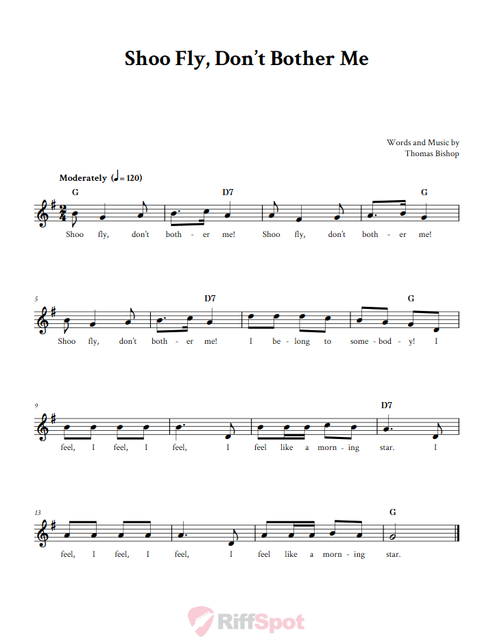 Shoo Fly, Don't Bother Me Sheet Music for Horn and Other E-flat Instruments