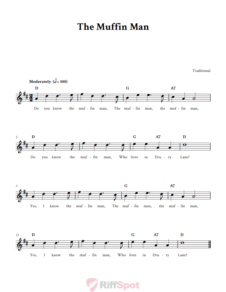 The Muffin Man Sheet Music for Horn and Other E-flat Instruments