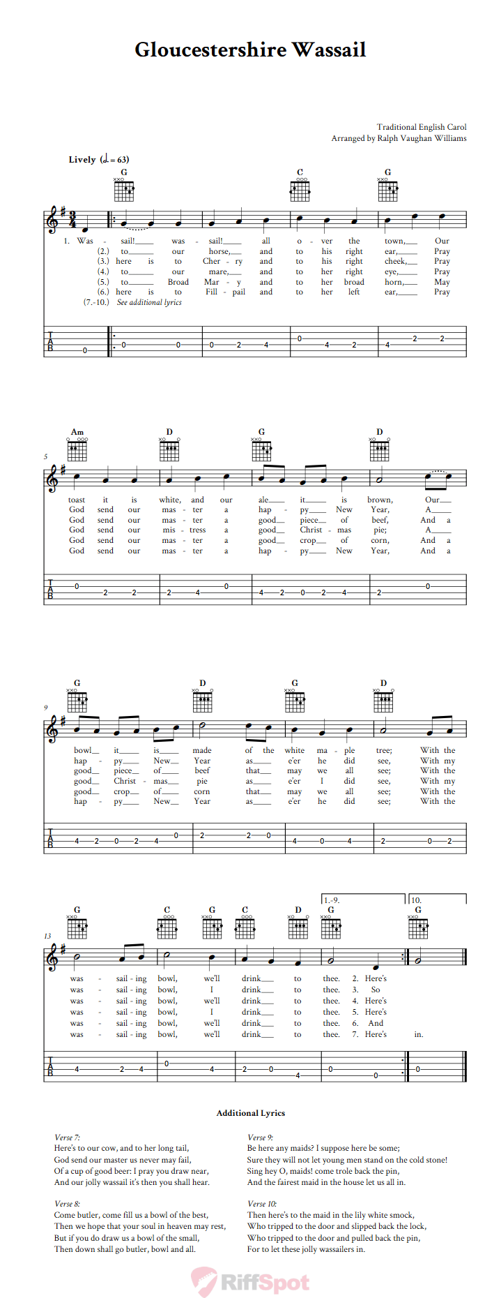 Gloucestershire Wassail Guitalele Tab