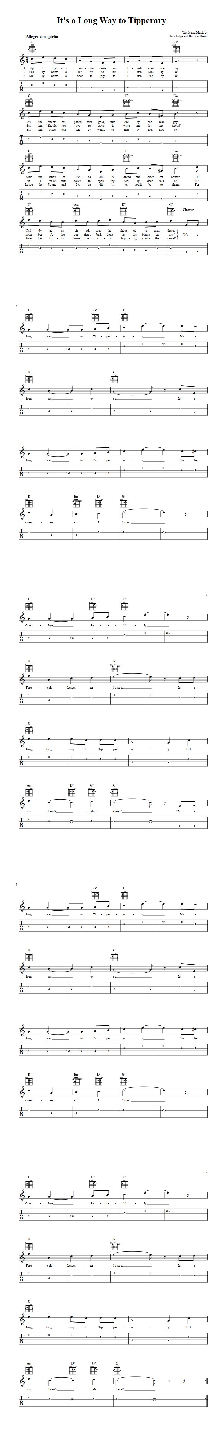 It's a Long Way to Tipperary Guitalele Tab