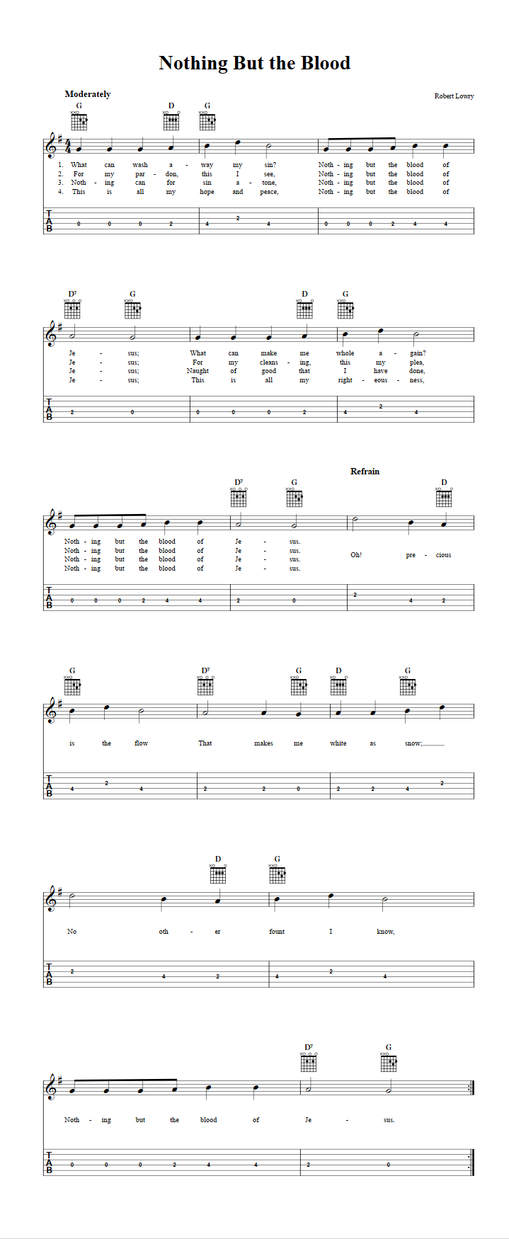 Nothing But the Blood Guitalele Tab