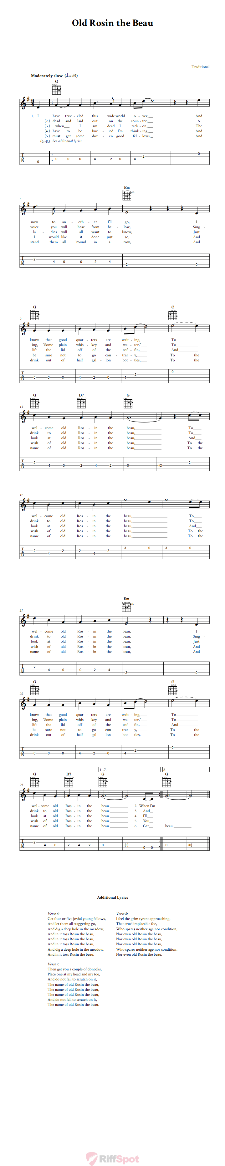 Old Rosin the Beau Guitalele Tab