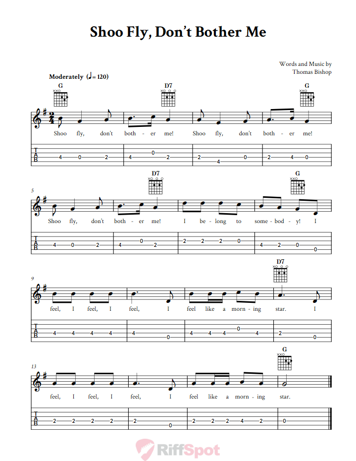 Shoo Fly, Don't Bother Me Guitalele Tab
