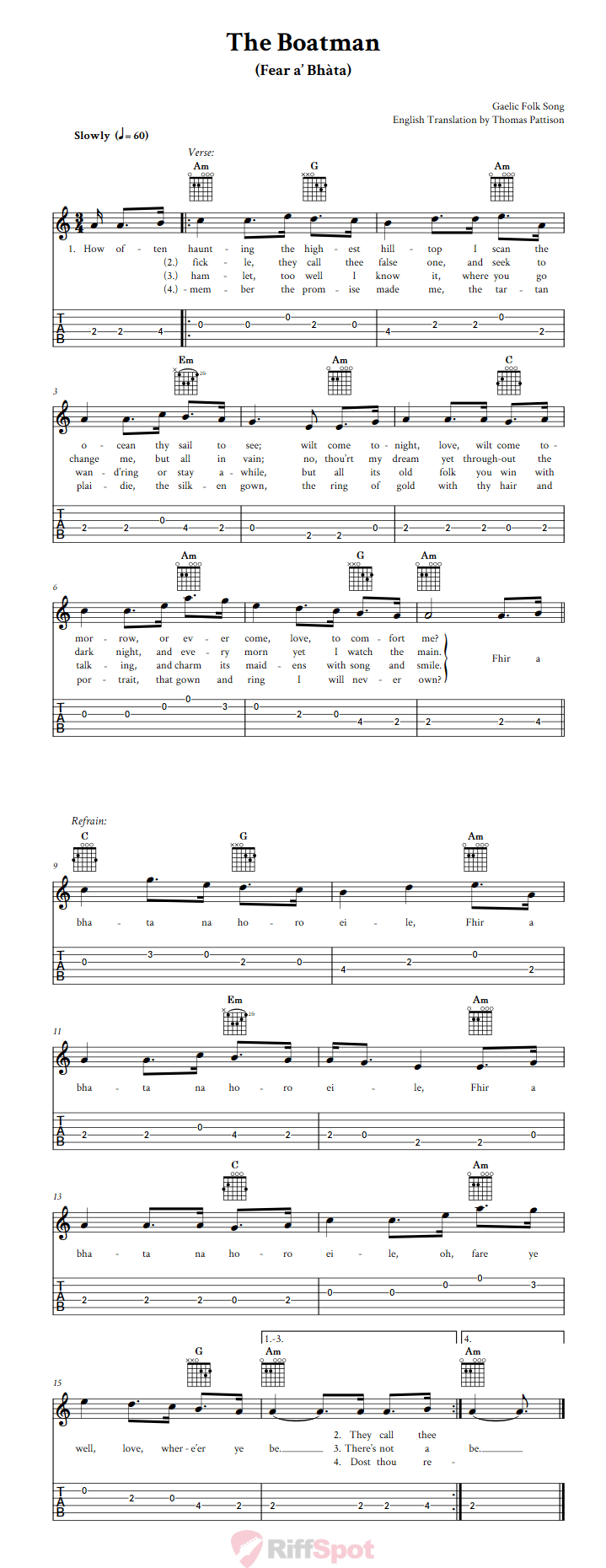 The Boatman Guitalele Tab
