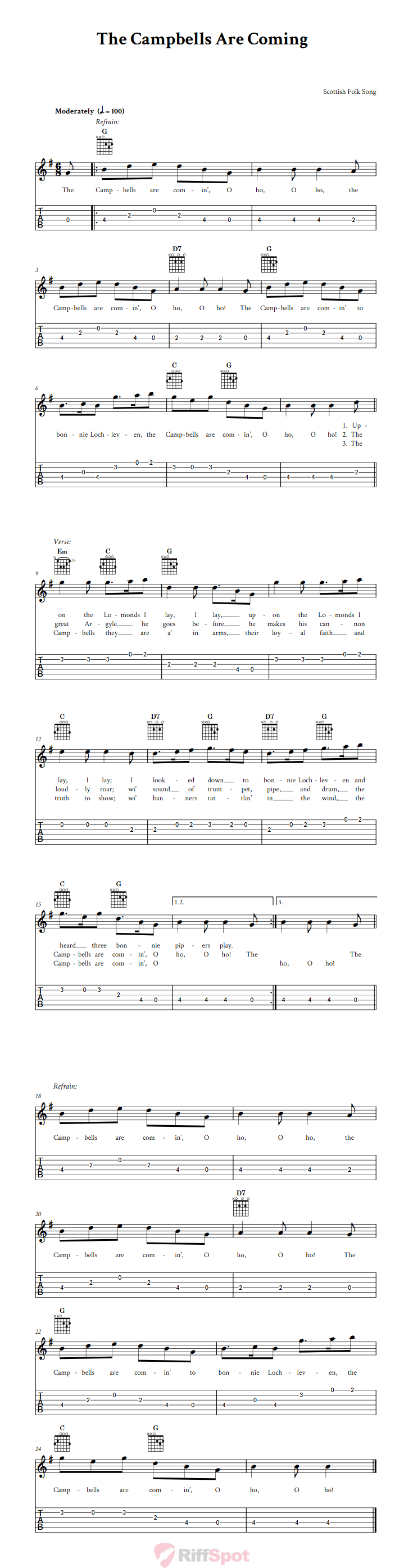 The Campbells Are Coming Guitalele Tab
