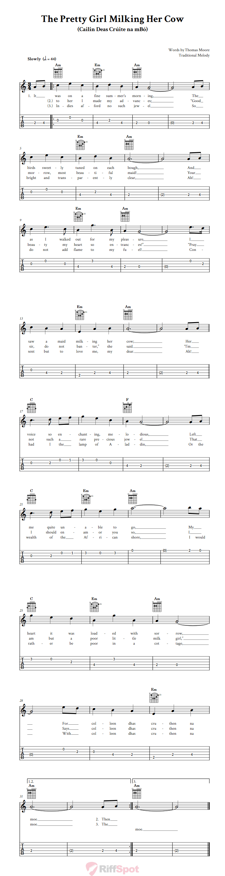 The Pretty Girl Milking Her Cow Guitalele Tab