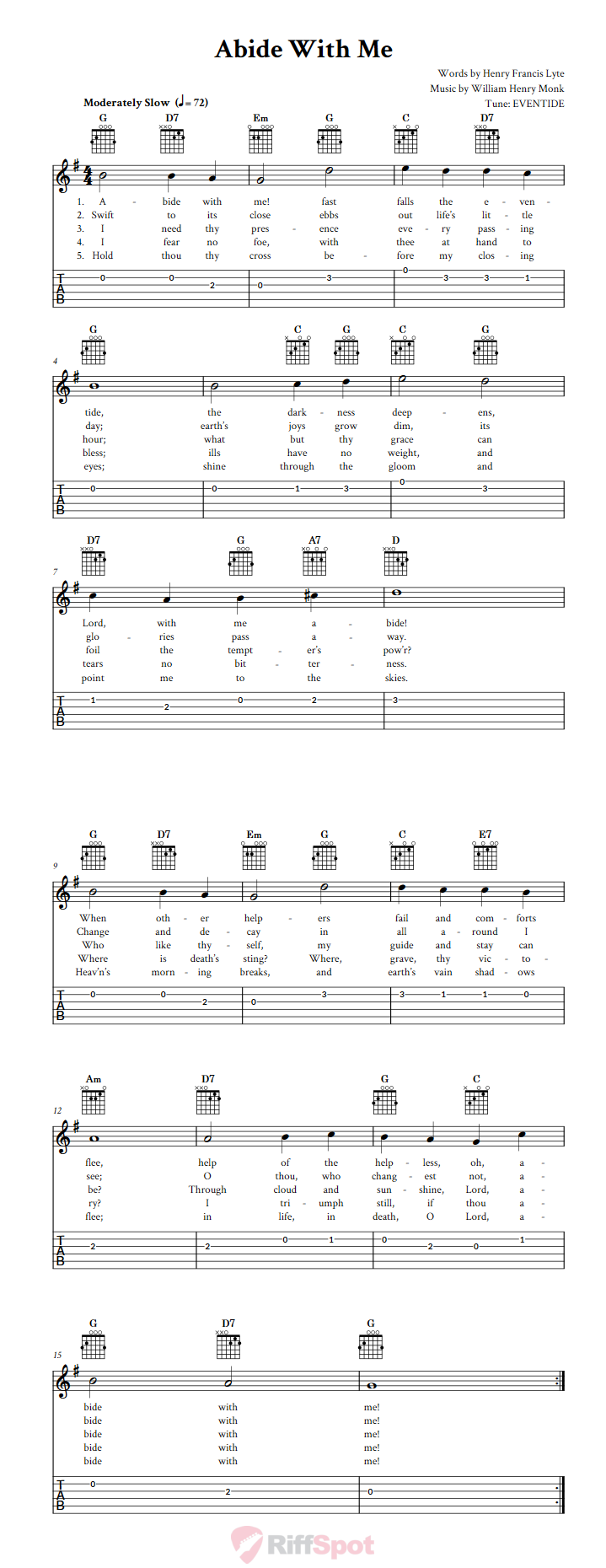 Abide with Me Guitar Tab