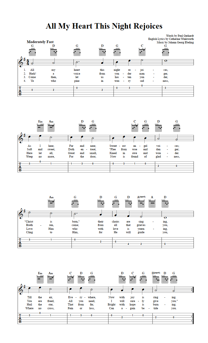 All My Heart This Night Rejoices Guitar Tab