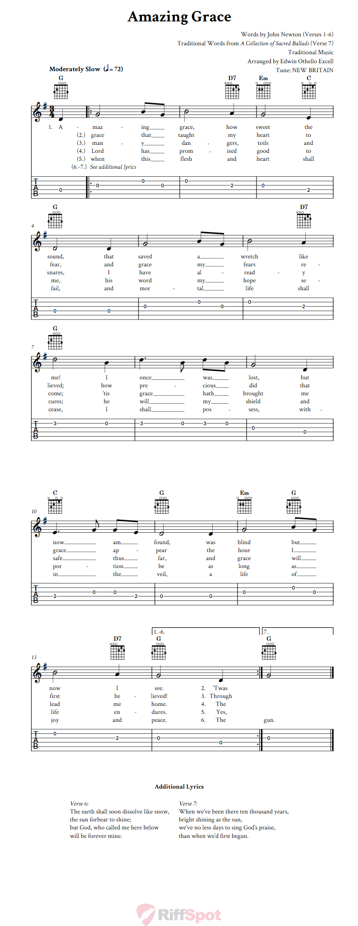 amazing grace guitar chords key of g