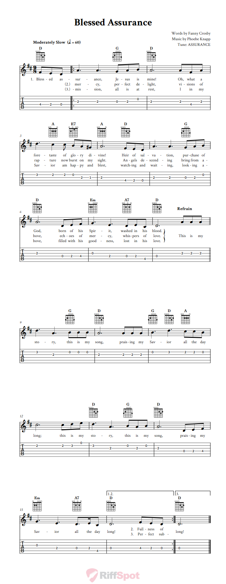 Blessed Assurance Guitar Tab