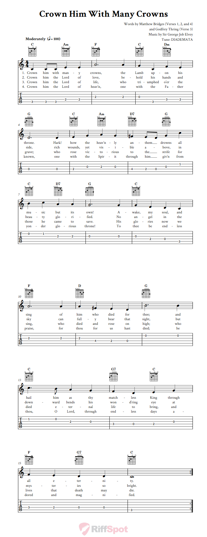 Crown Him with Many Crowns Guitar Tab
