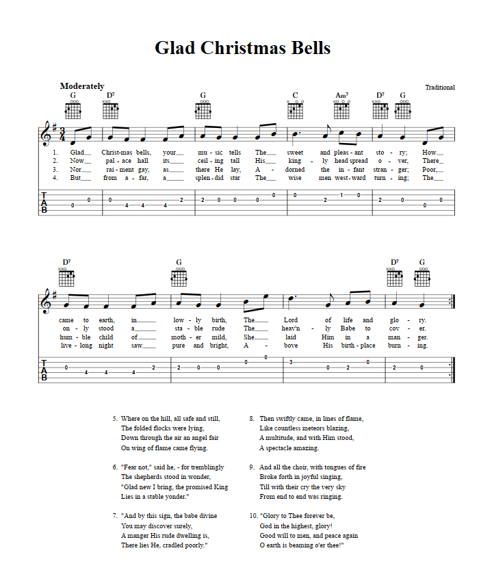 Glad Christmas Bells Guitar Tab