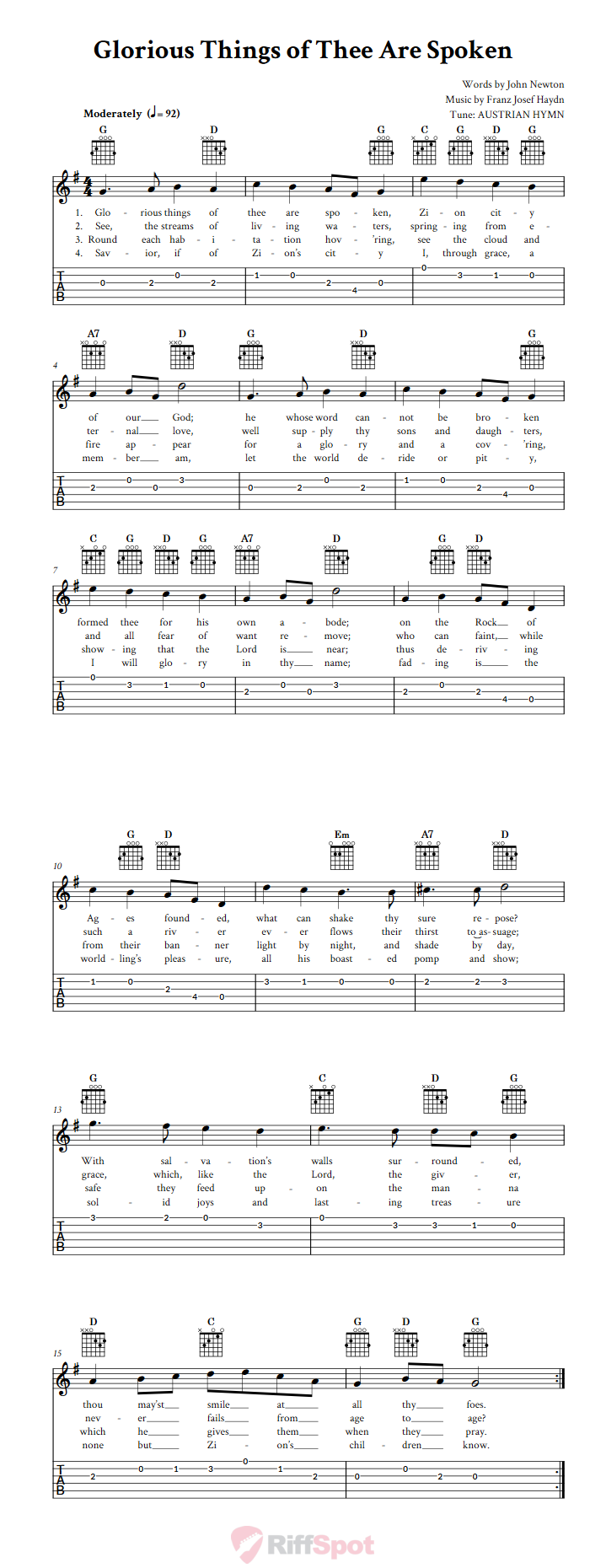 Glorious Things of Thee Are Spoken Guitar Tab