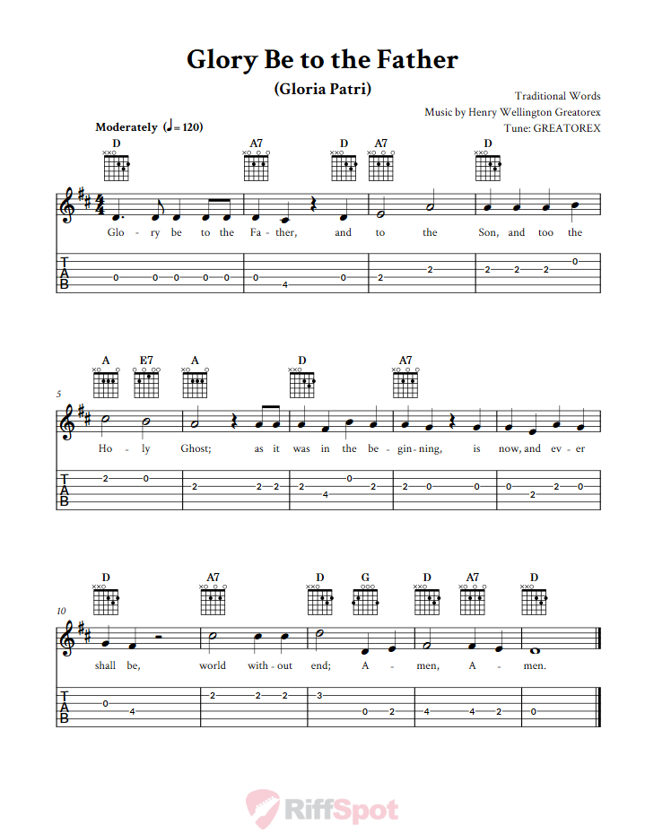 Glory Be To The Father Guitar Tab