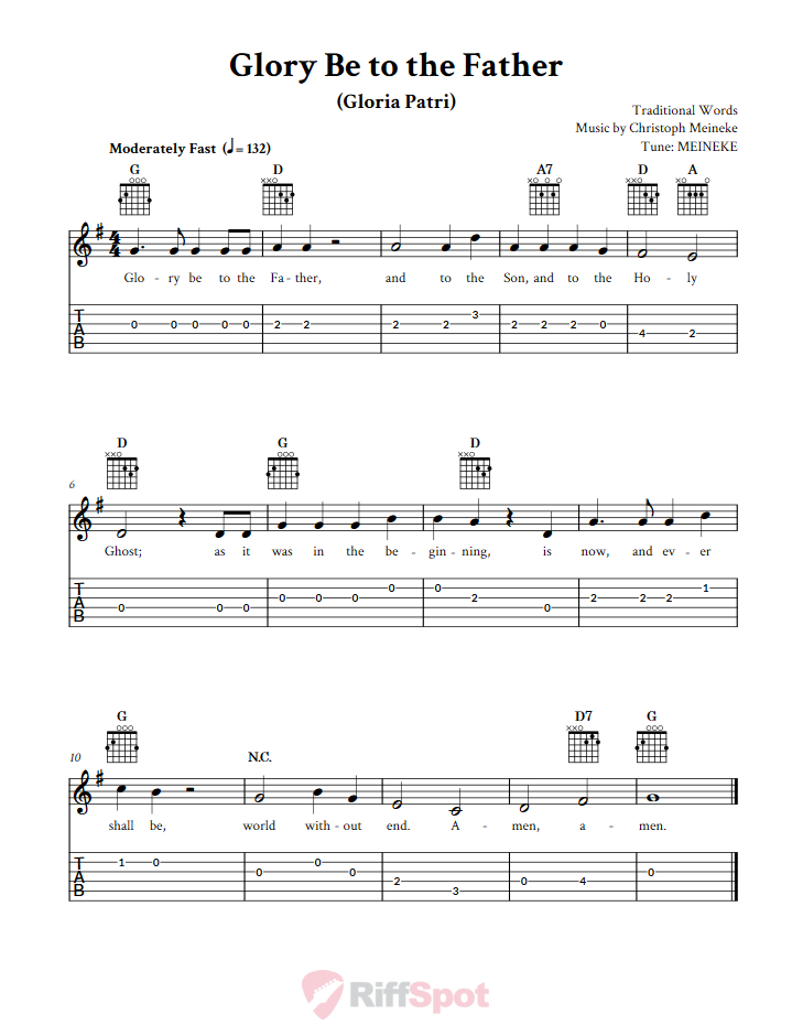 Glory Be To The Father Guitar Tab