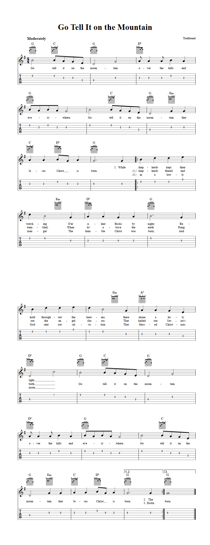 Go Tell It on the Mountain Guitar Tab