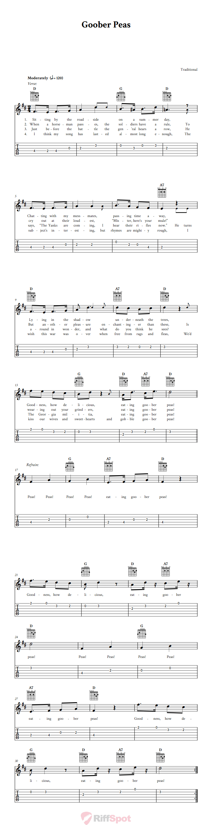 Goober Peas Guitar Tab
