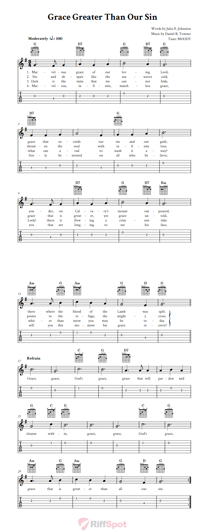 Grace Greater Than Our Sin Guitar Tab