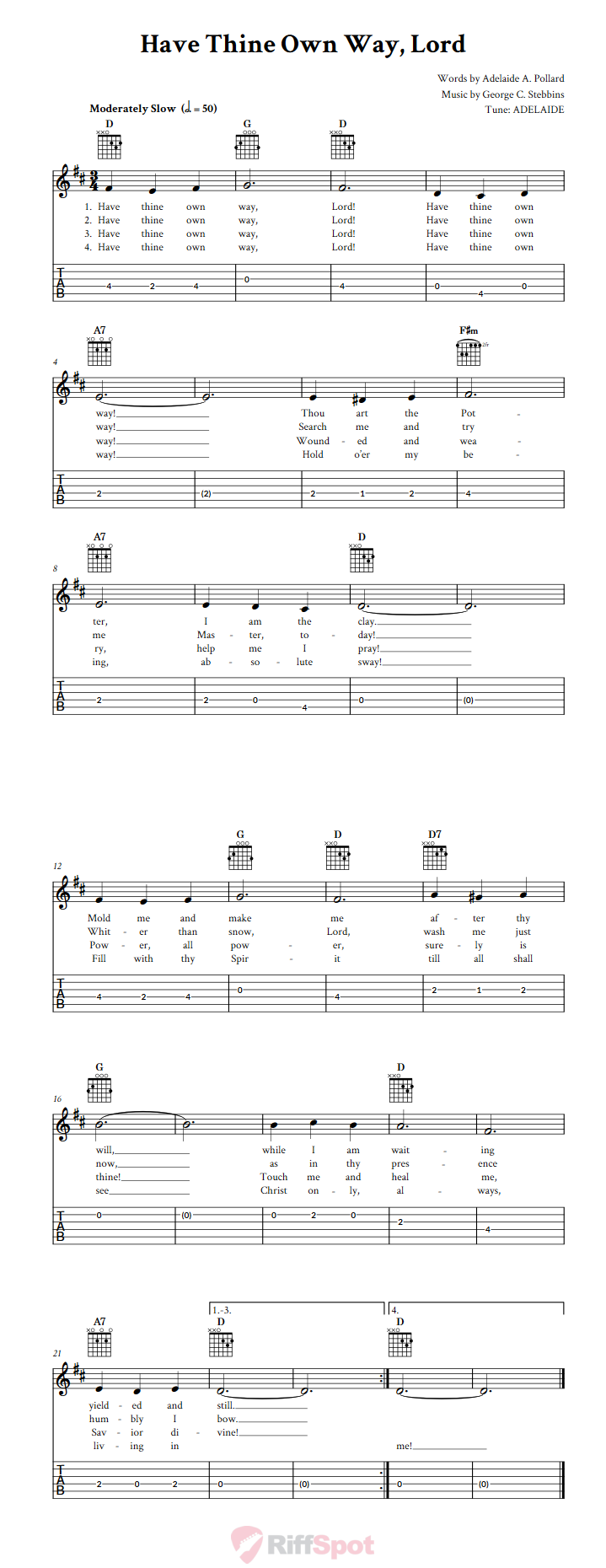 Have Thine Own Way, Lord Guitar Tab