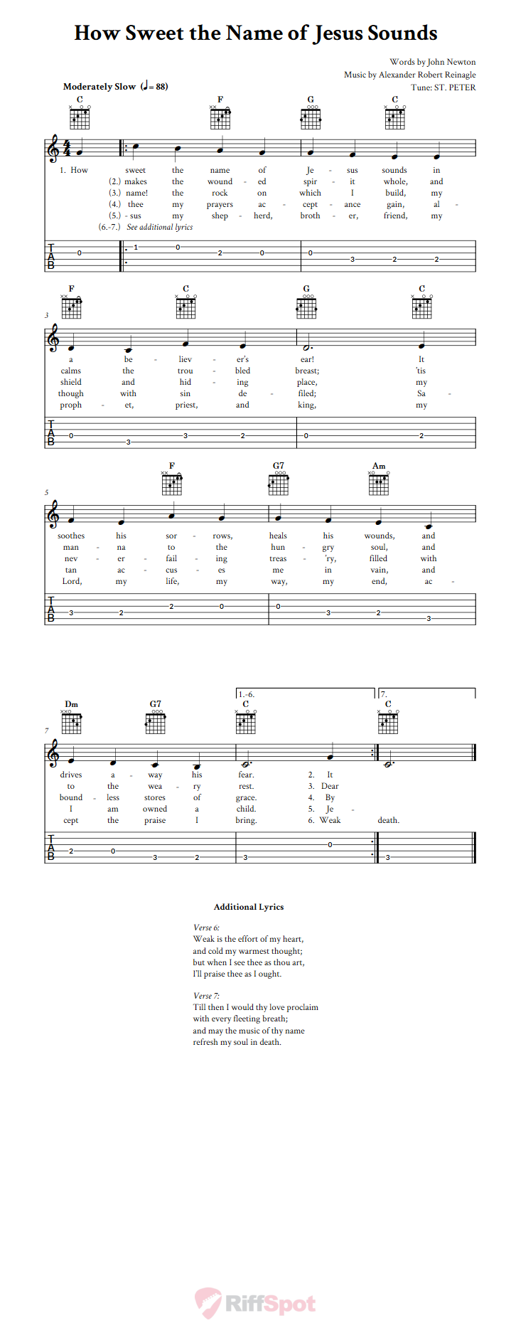 How Sweet the Name of Jesus Sounds Guitar Tab