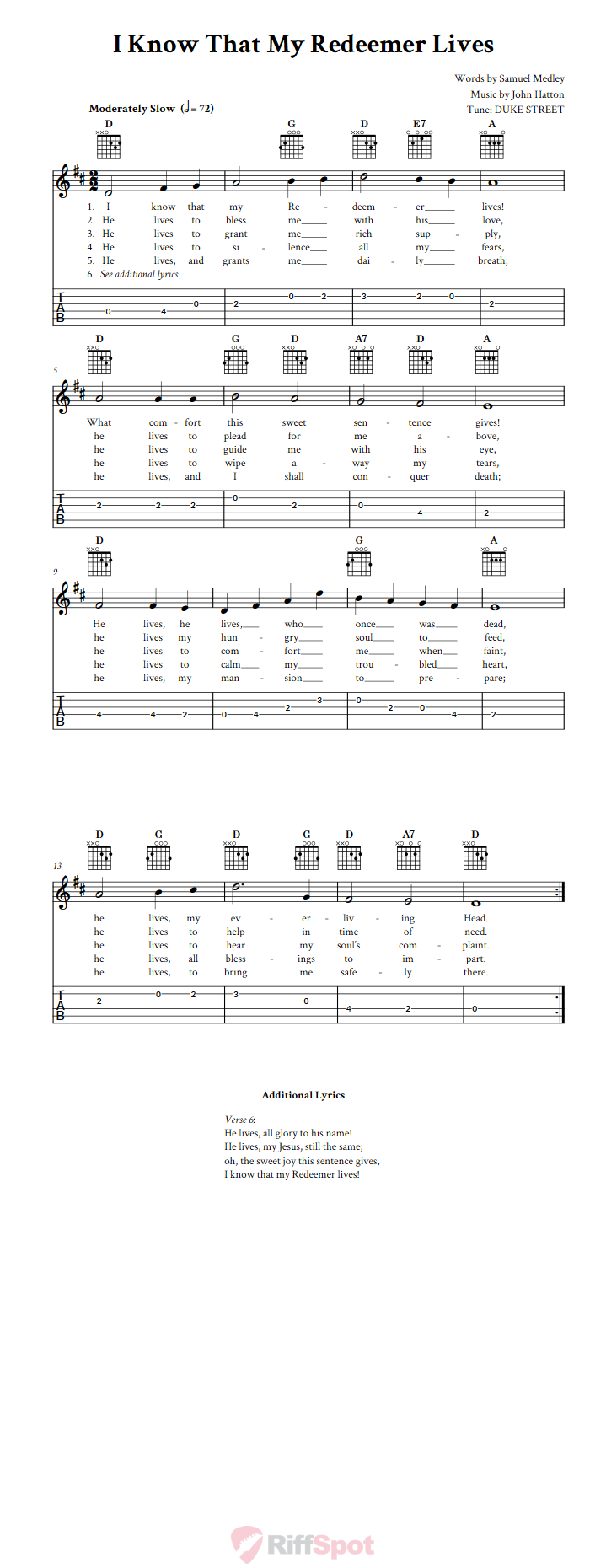 I Know That My Redeemer Lives Guitar Tab