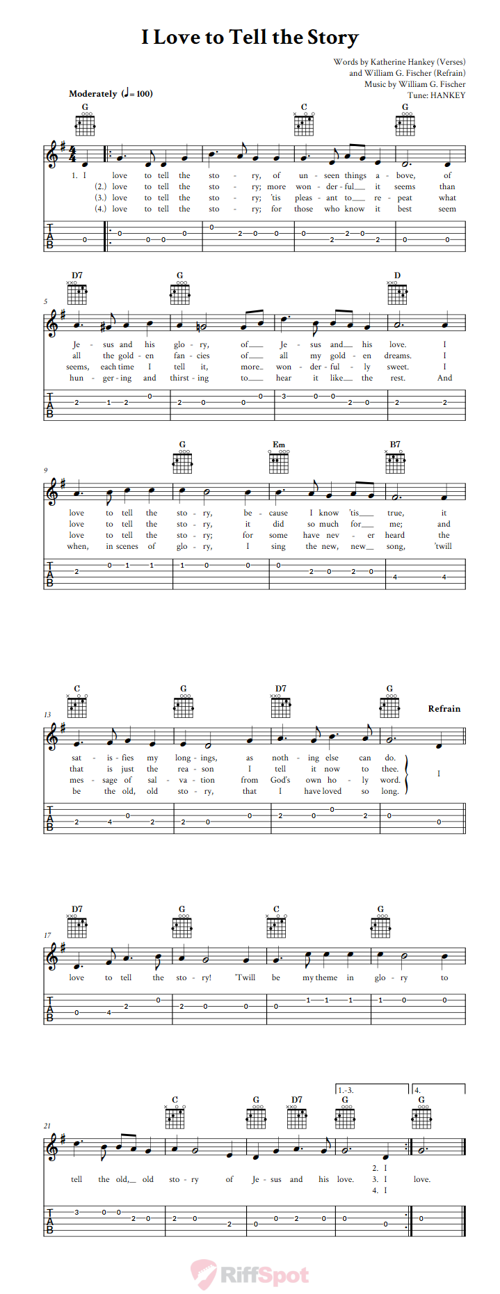 I Love To Tell The Story Guitar Tab